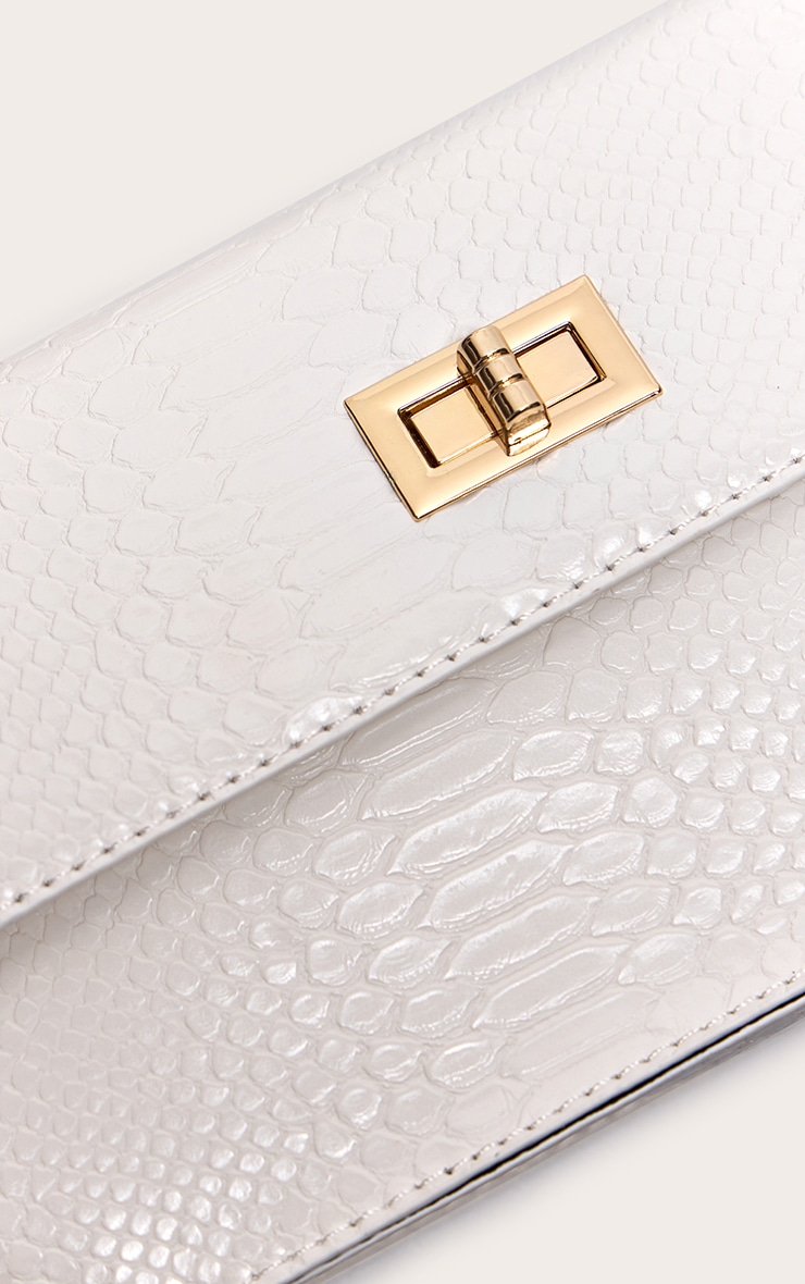 White Croc Chain Cross Body Bag image 4