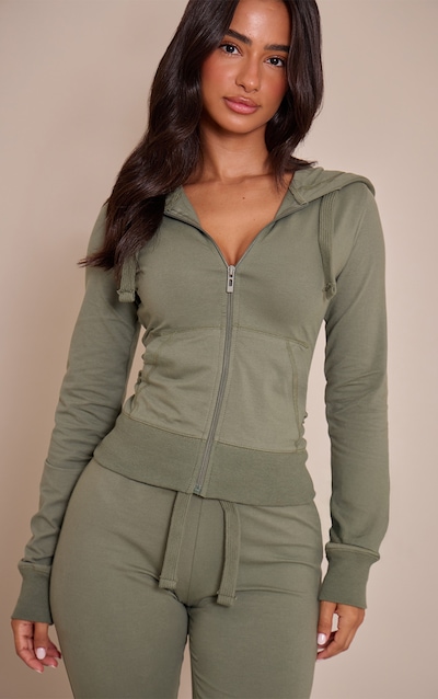 Petite Sea Green Zip Up Fitted Track Top