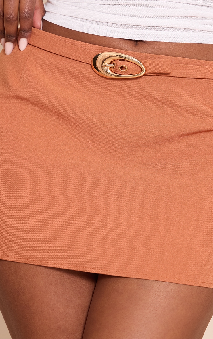 Rust Woven Belted Mini Skirt image 5