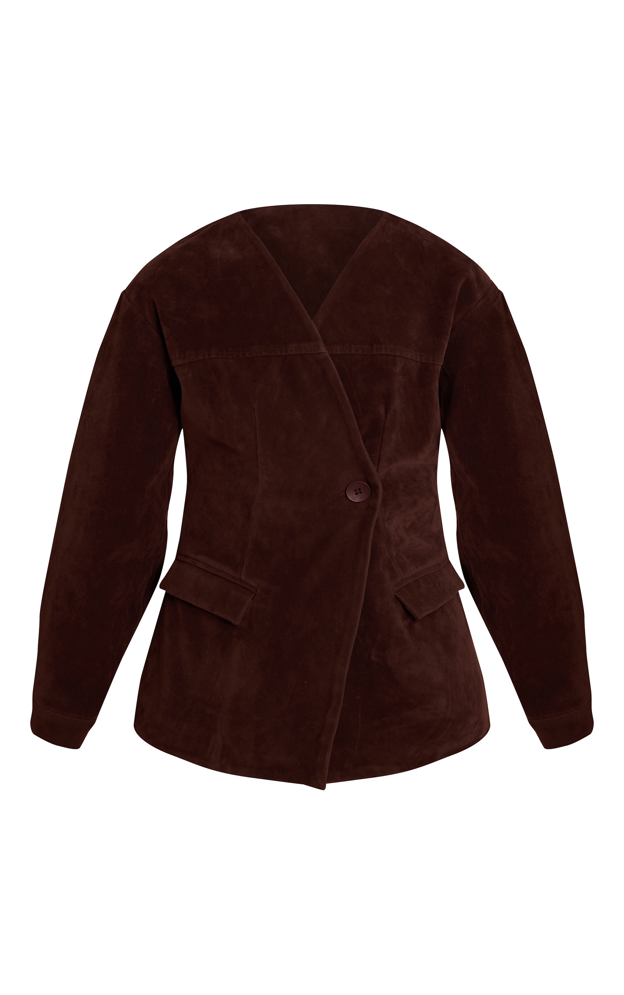 Blazer asymétrique en suédine chocolat image 5