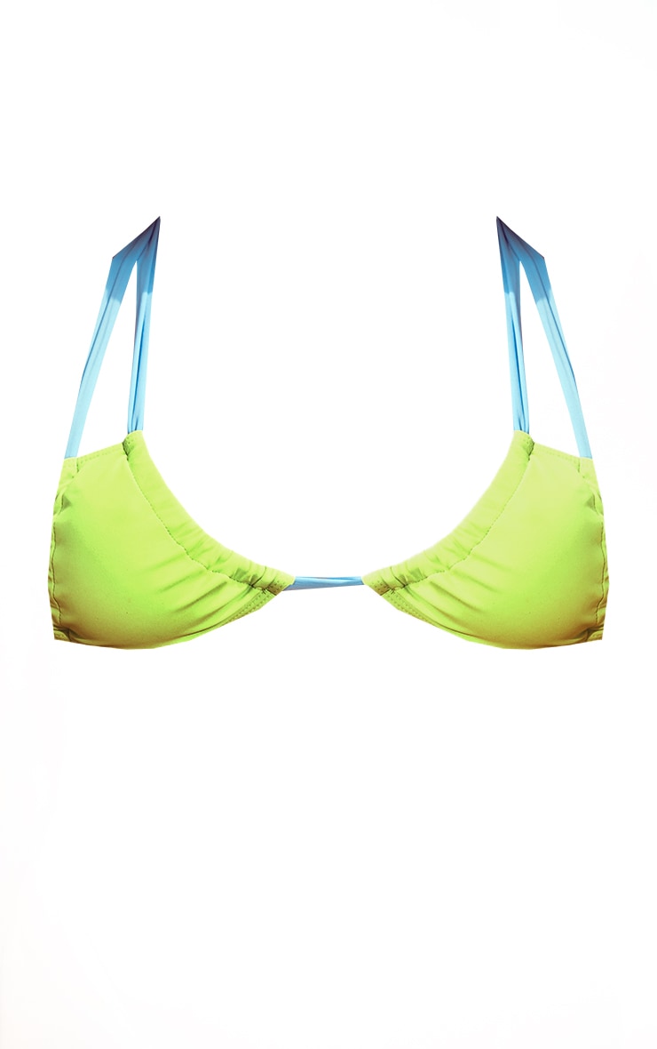 Haut De Maillot De Bain Vert Olive À Liens Dos Nu Contrastants