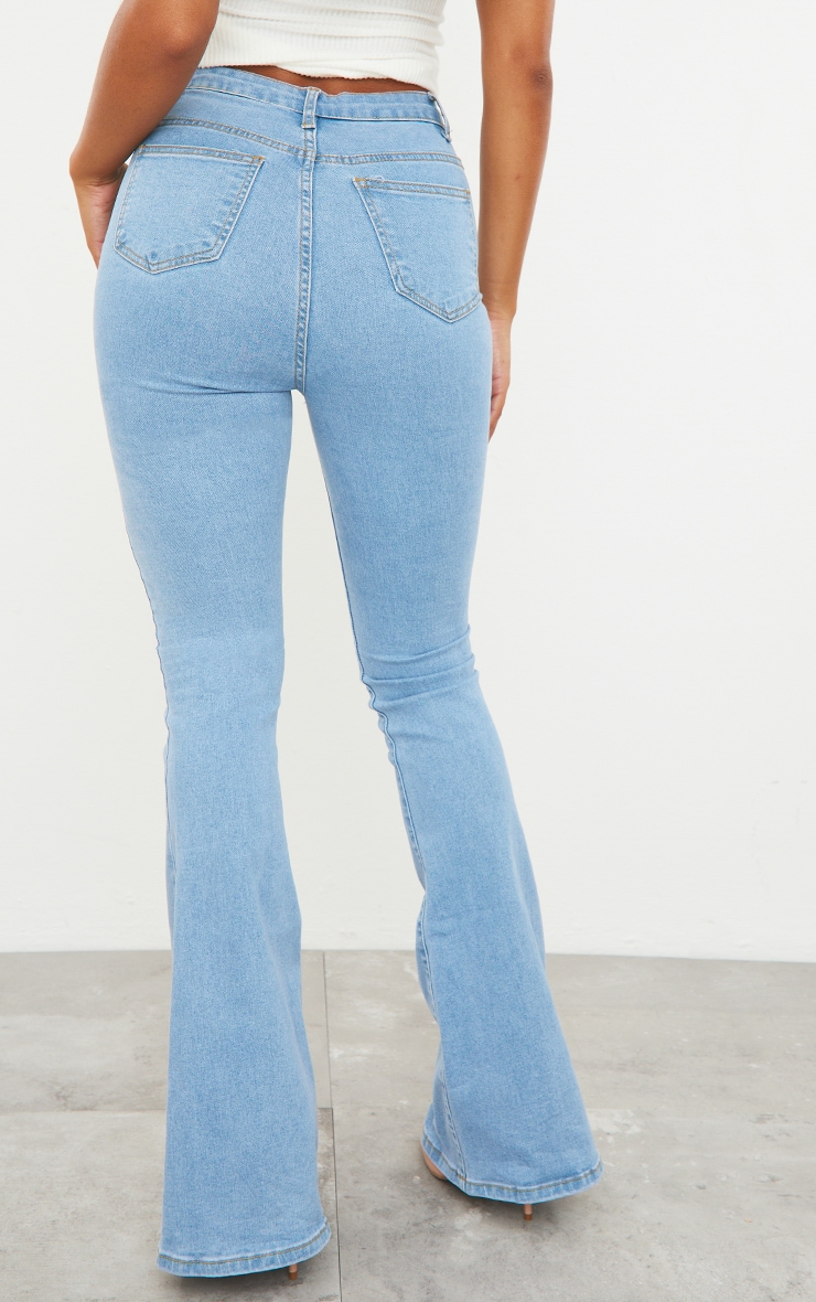 Blue 5 Pocket Stretch Flared Jeans image 3