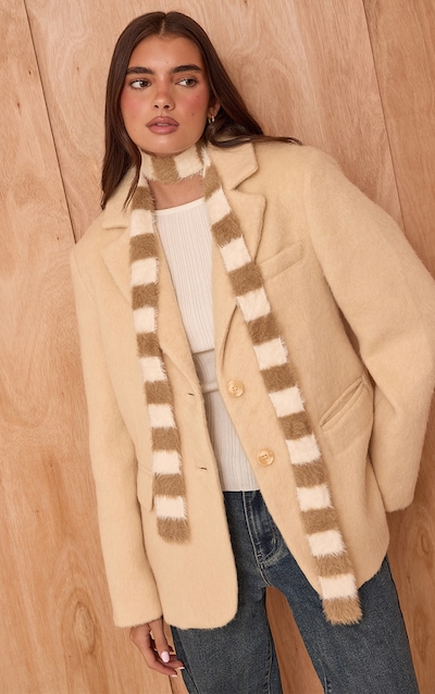 Multi Brown Skinny Fluffy Scarf