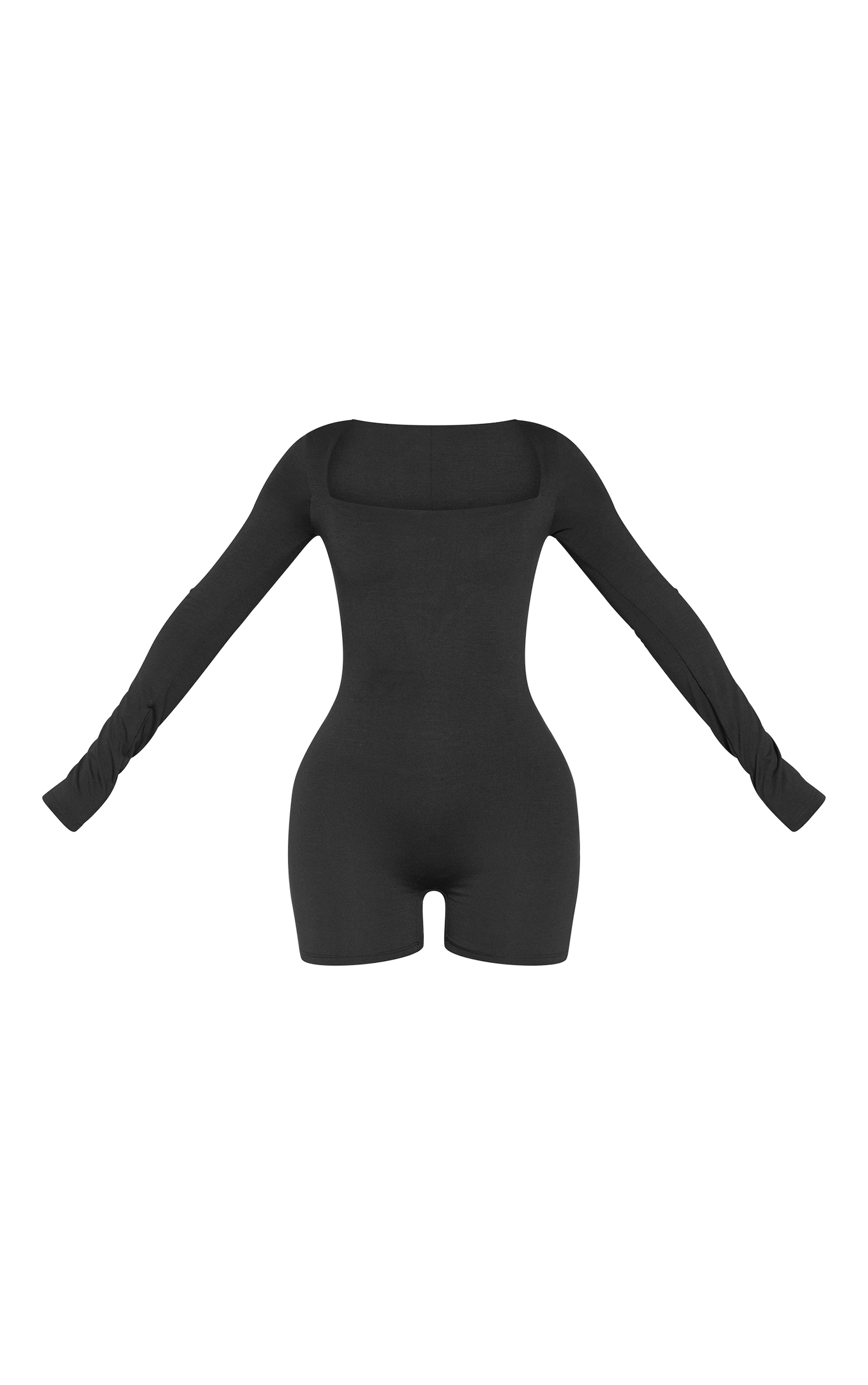 Combishort moulant en jersey doublé noir à contours et col carré image 5