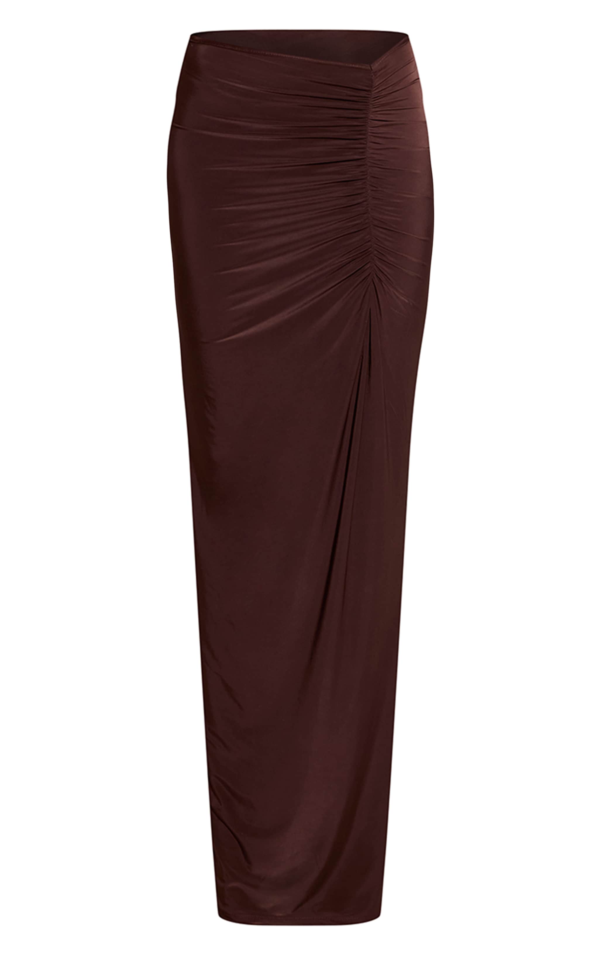 Chocolate Ruched Detail Maxi Skirt  image 5