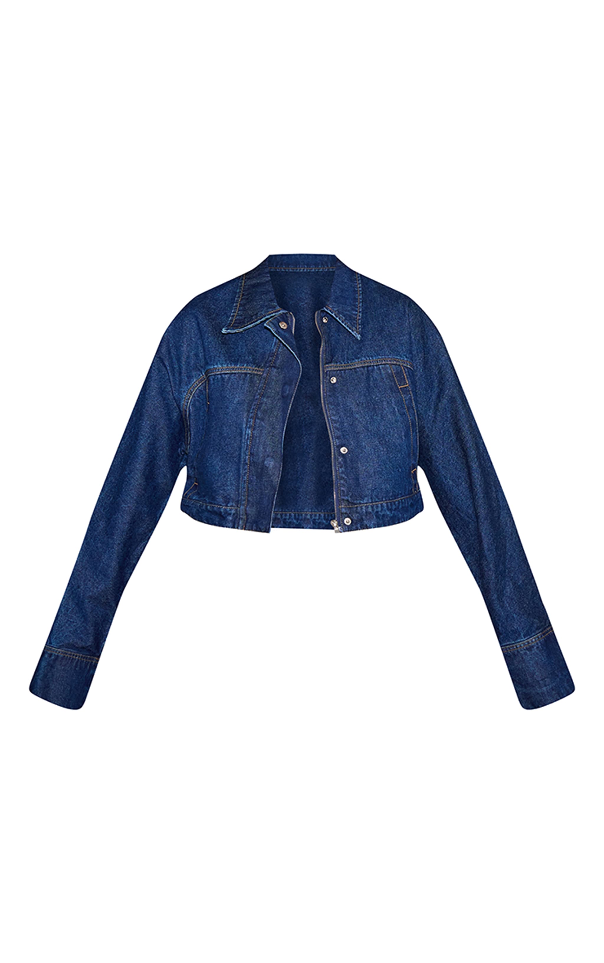 Veste en jean indigo à boutons cachés image 5