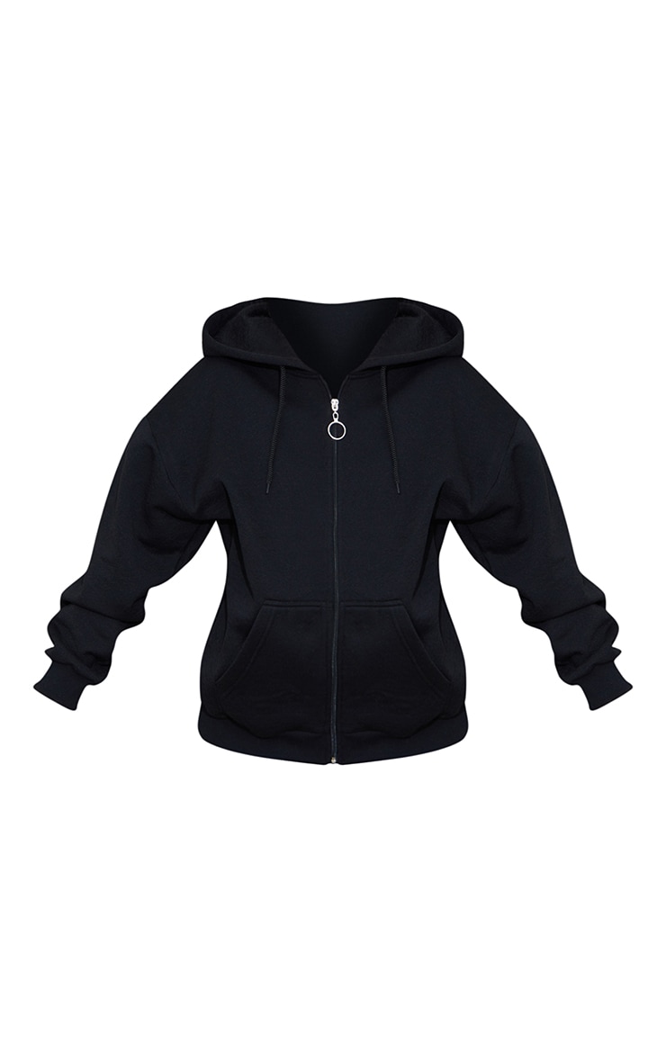 Petite Hoodie très oversize noir à poches et zip image 5