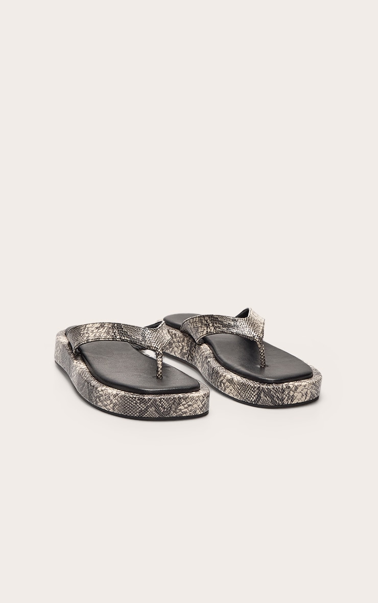 Snake Pu Round Toe Thong Flatform Sandals image 2