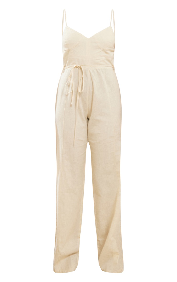 Combinaison en effet lin gris pierre croisée derrière à taille nouée et  bonnets image 5