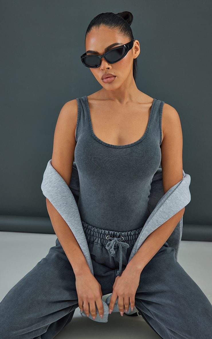 Charcoal Washed Strappy Bodysuit