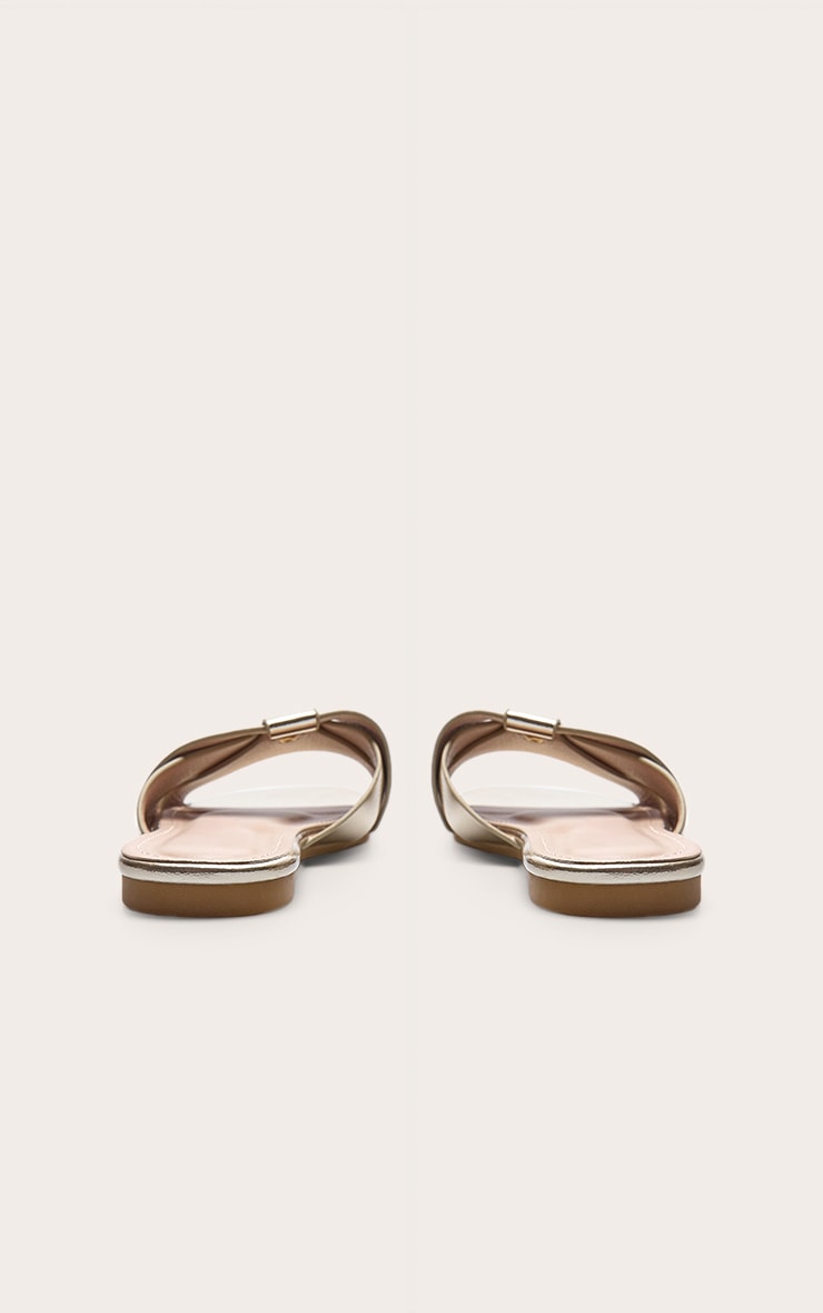 Gold Faux Leather Round Toe Cross Over Sandal image 4