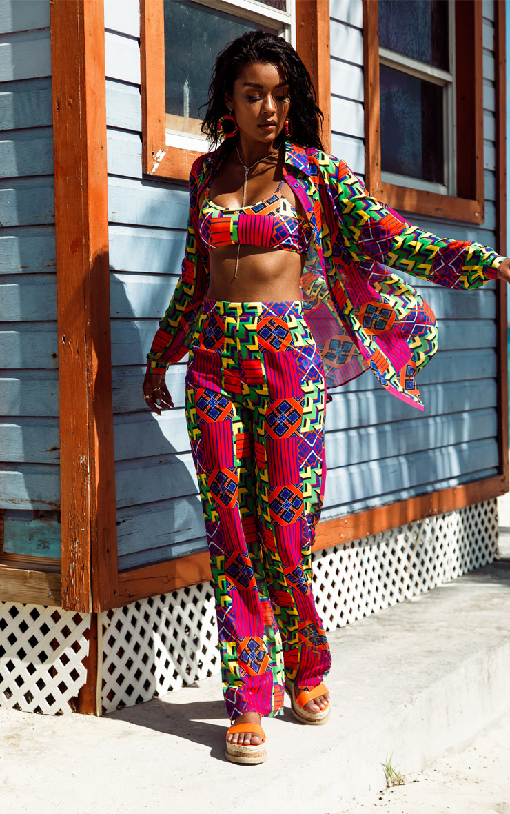 Multi Geo Print Beach Shirt