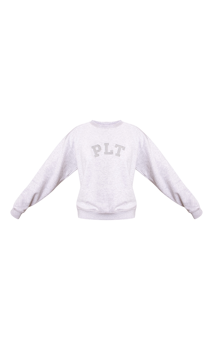 PLT Ash Grey Glitter Logo Pullover Sweatshirt image 5