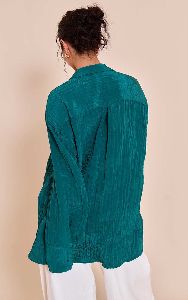 Teal Textured Oversized Shirt image 2