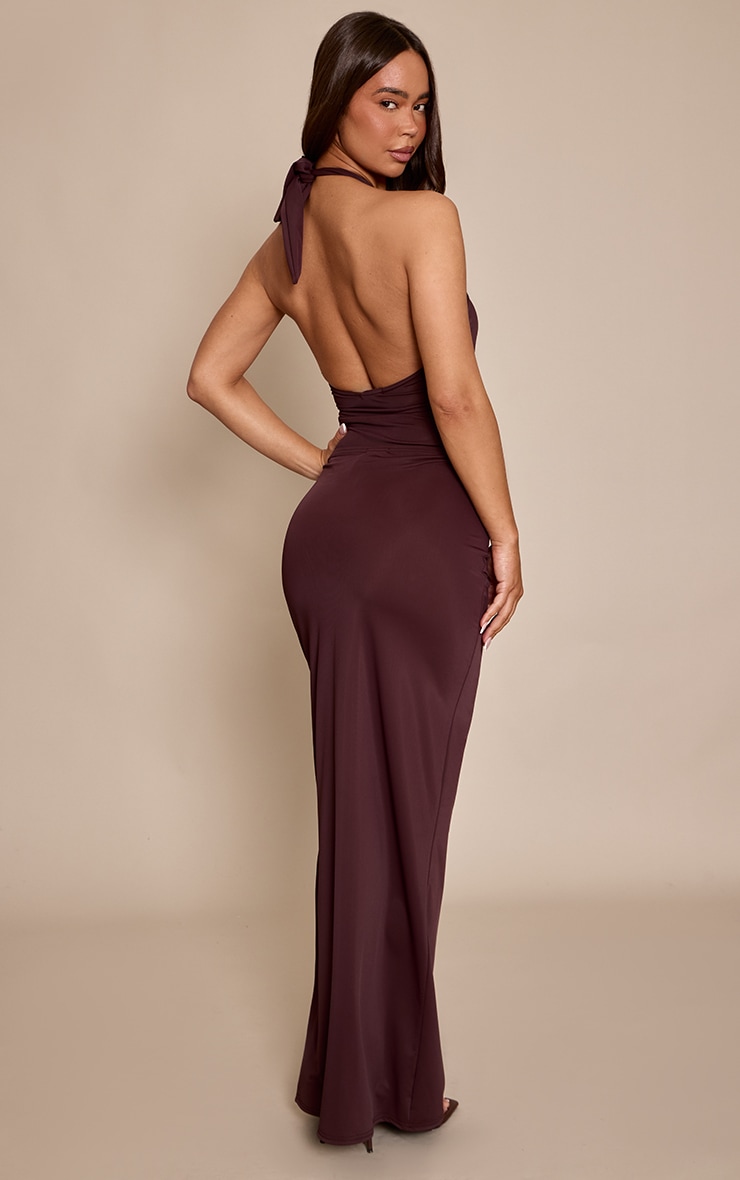 Chocolate Matte Sculpt Trim Detail Maxi Skirt image 3