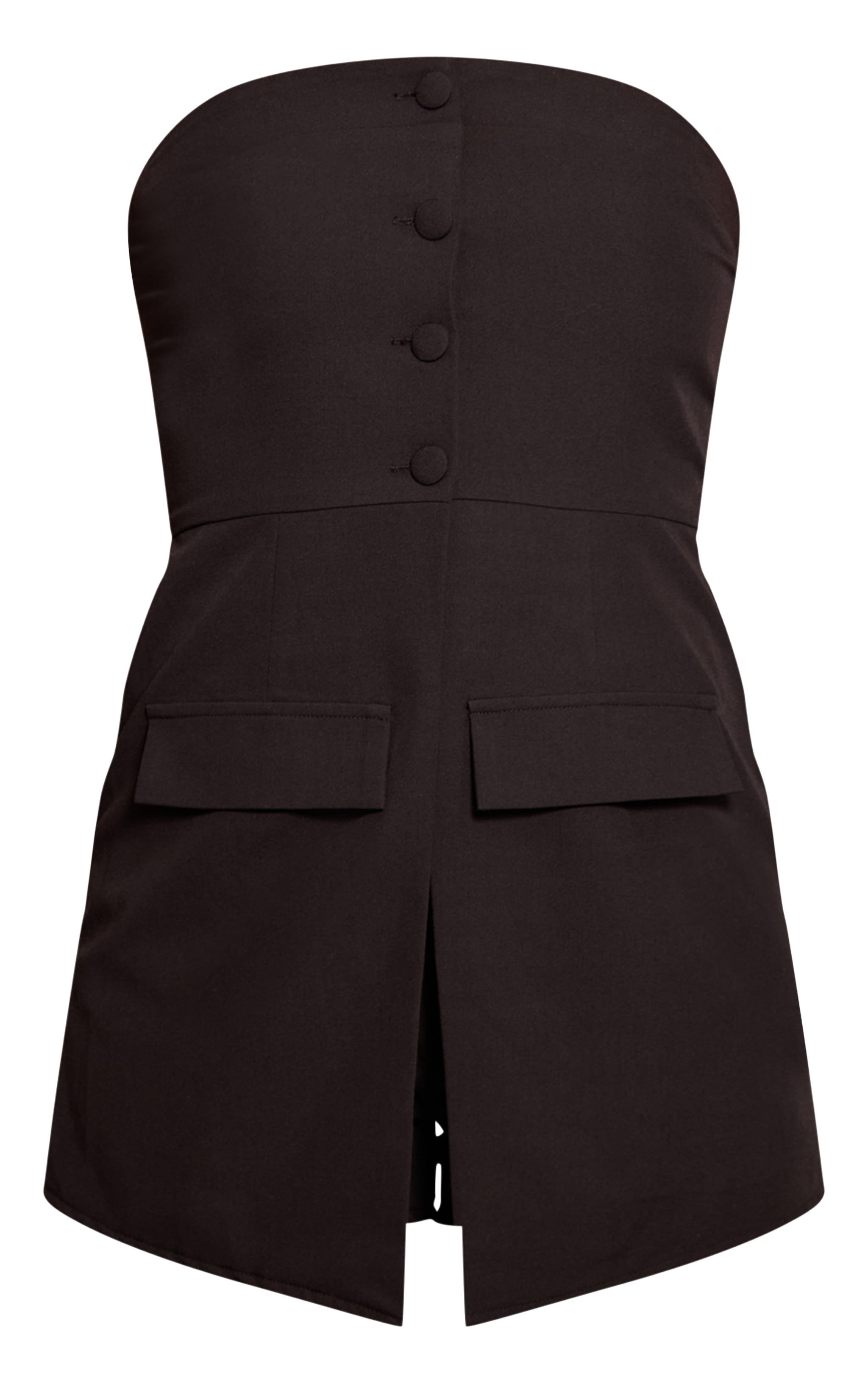 Black Tailored Button Detail Skort Bandeau Romper image 5