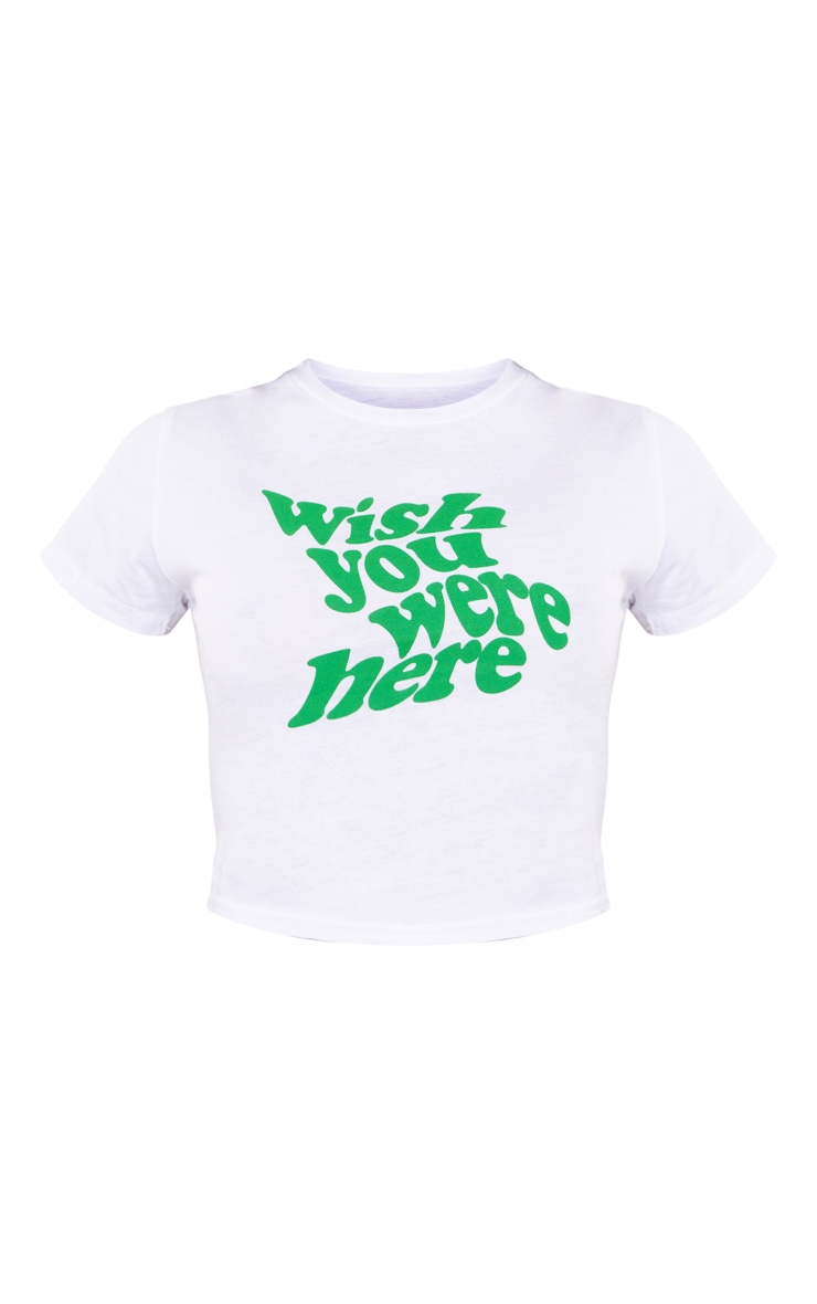 T-shirt court blanc imprimé Wish You Were Here image 5