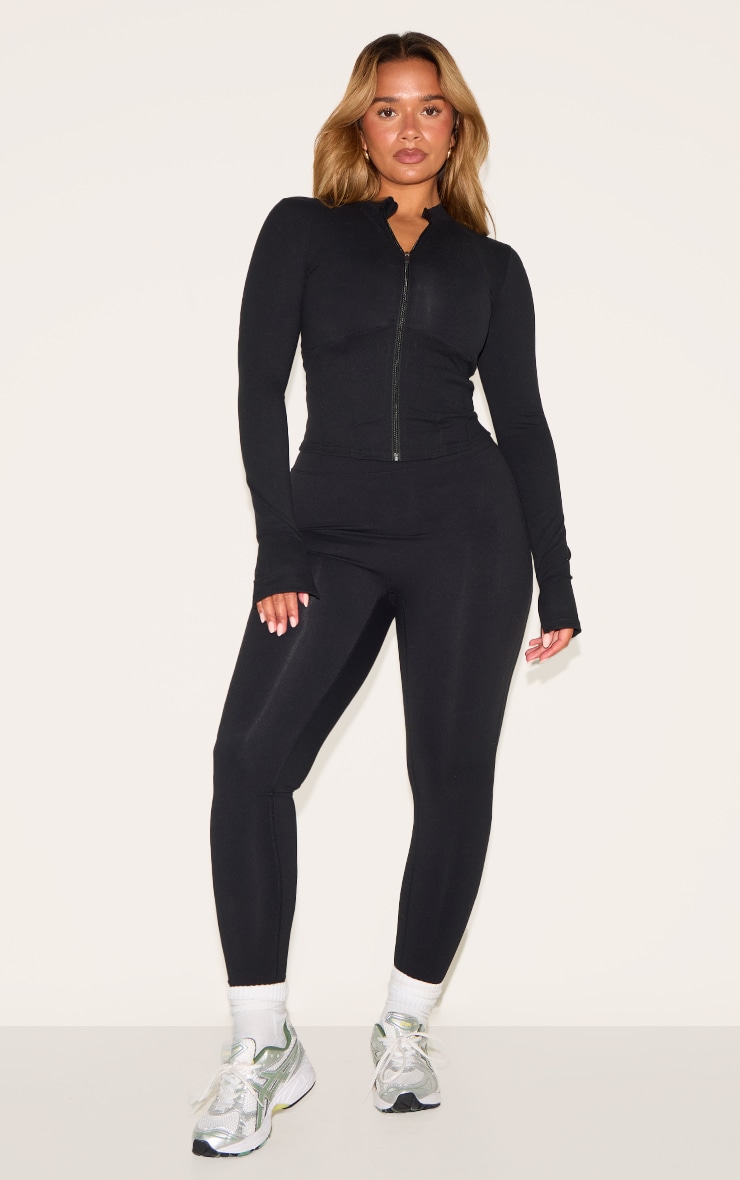 Shape Veste de sport noire à zip devant et liséré sous le buste image 3