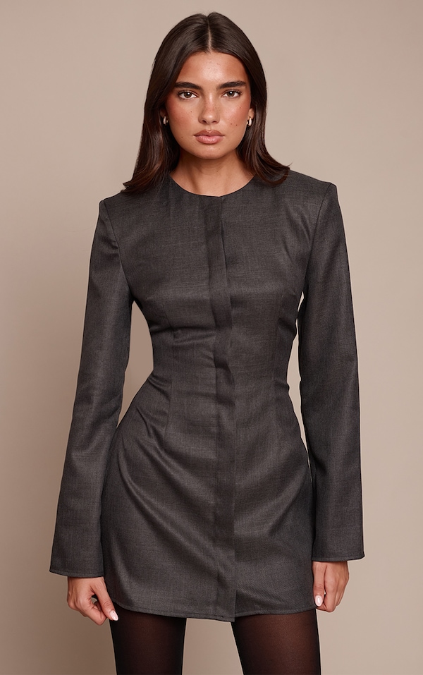 Black Cord Oversized Blazer Dress