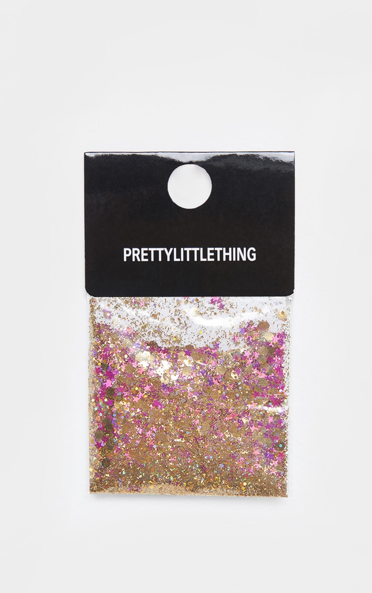 PRETTYLITTLETHING Chunky Pink Gold Glitter image 2