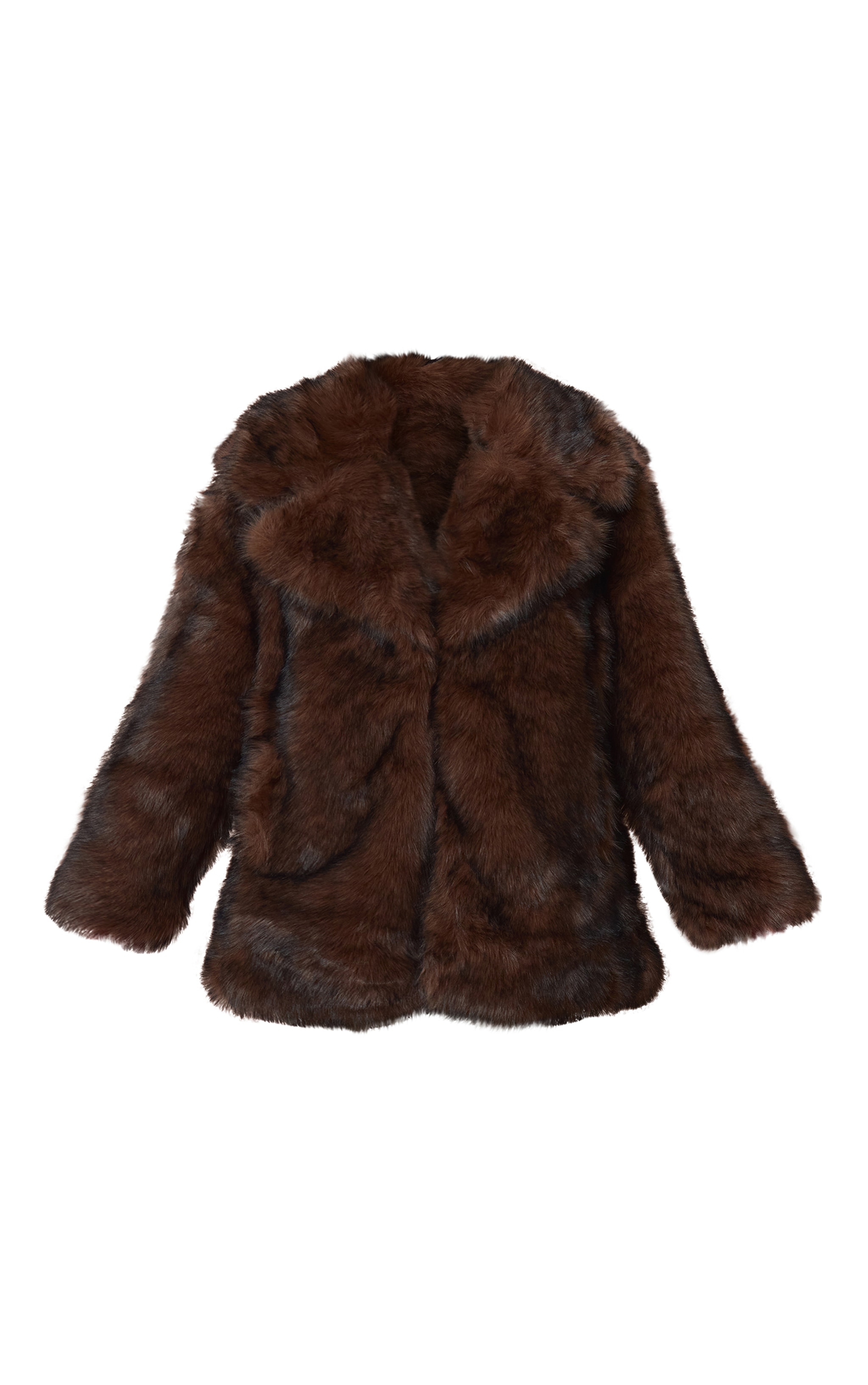 Brown Oversized Midi Faux Fur Coat image 5