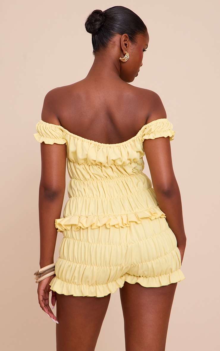 Lemon Extreme Ruched Bardot Romper image 2