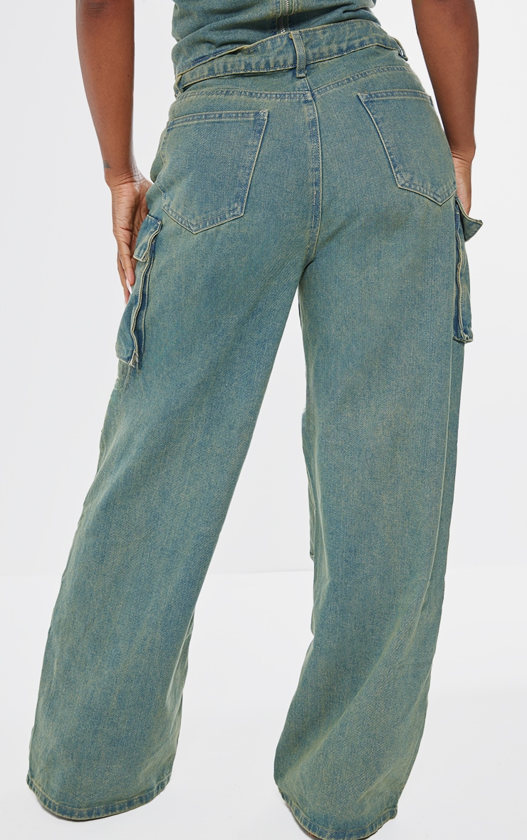 Shape Vintage Wash Denim Pocket Detail Cargo Jeans image 3