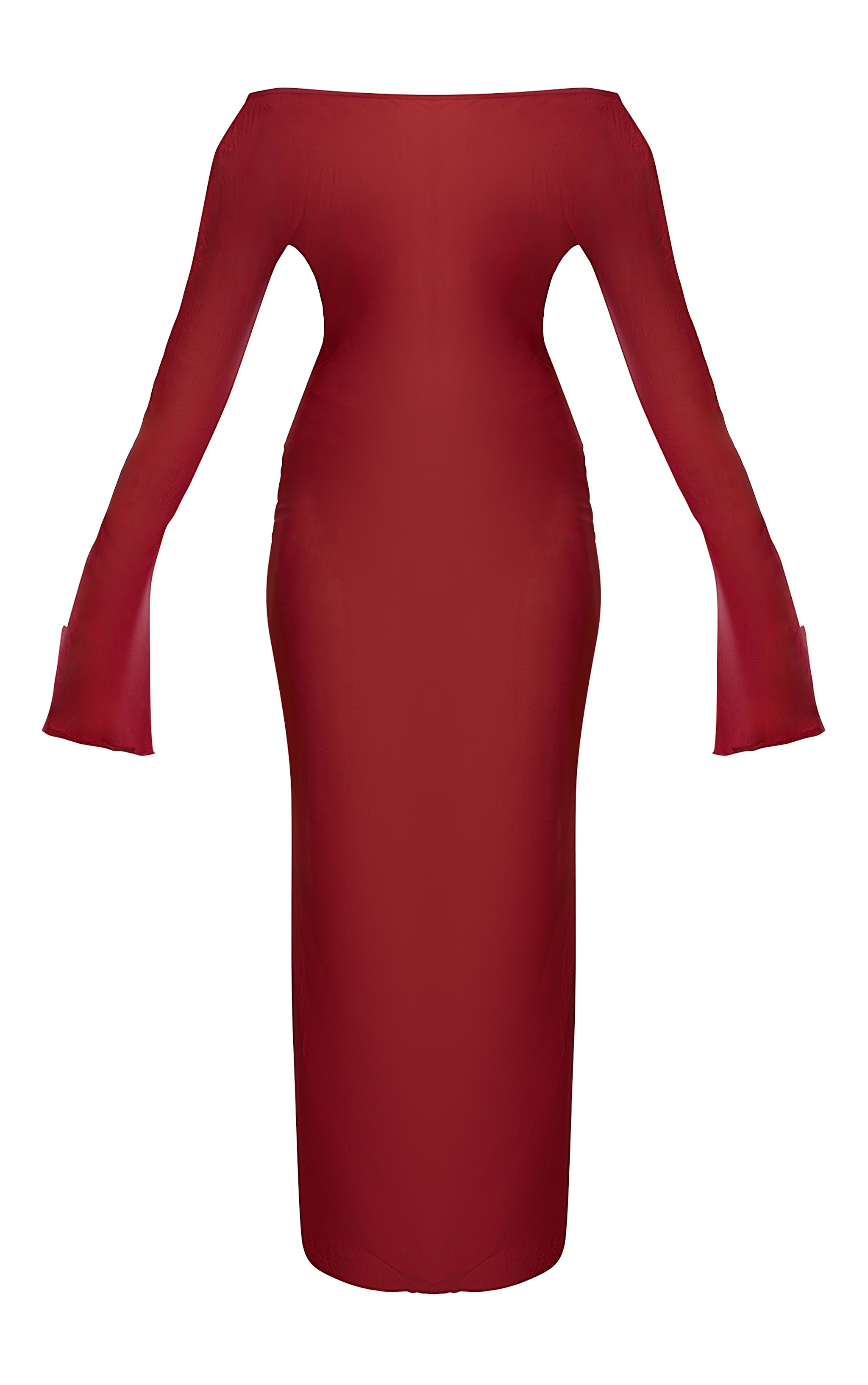 Deep Red Crushed Mesh Maxi Beach Dress image 5