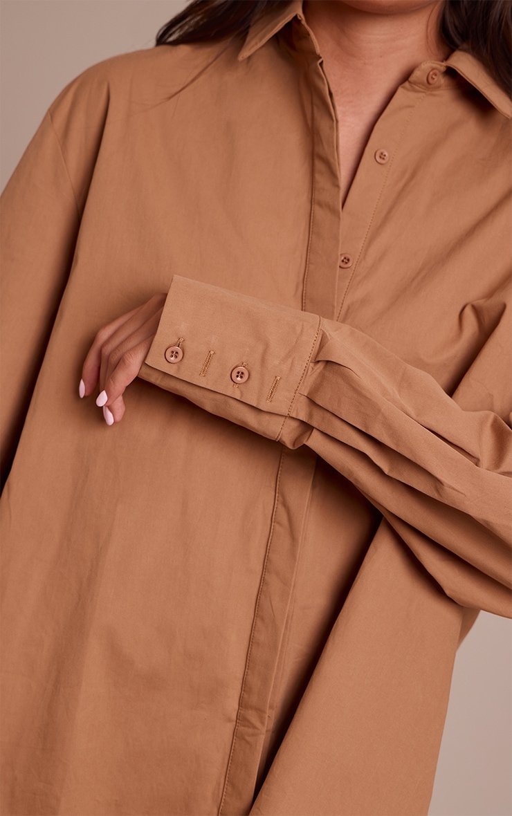 Tan Cotton Oversized Cuff Shirt image 4