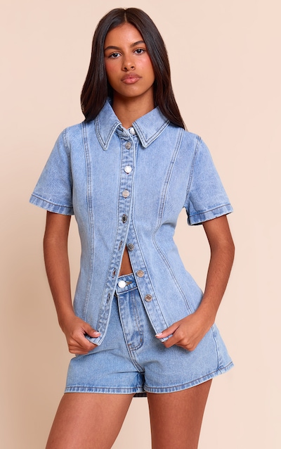 Petite Light Blue Denim Mini Shorts