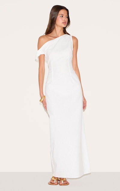 Robe Longue Blanche à Nœud d'Épaule