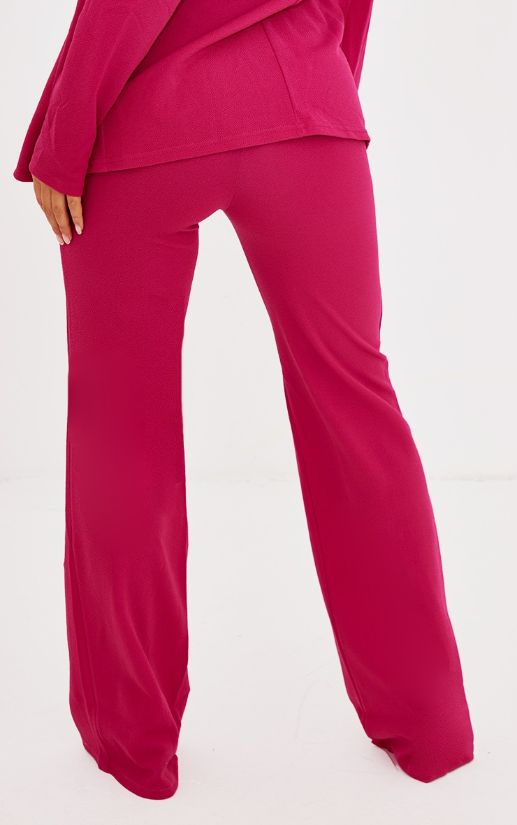 Hot Pink Crepe Seam Front Wide Leg Trousers image 3