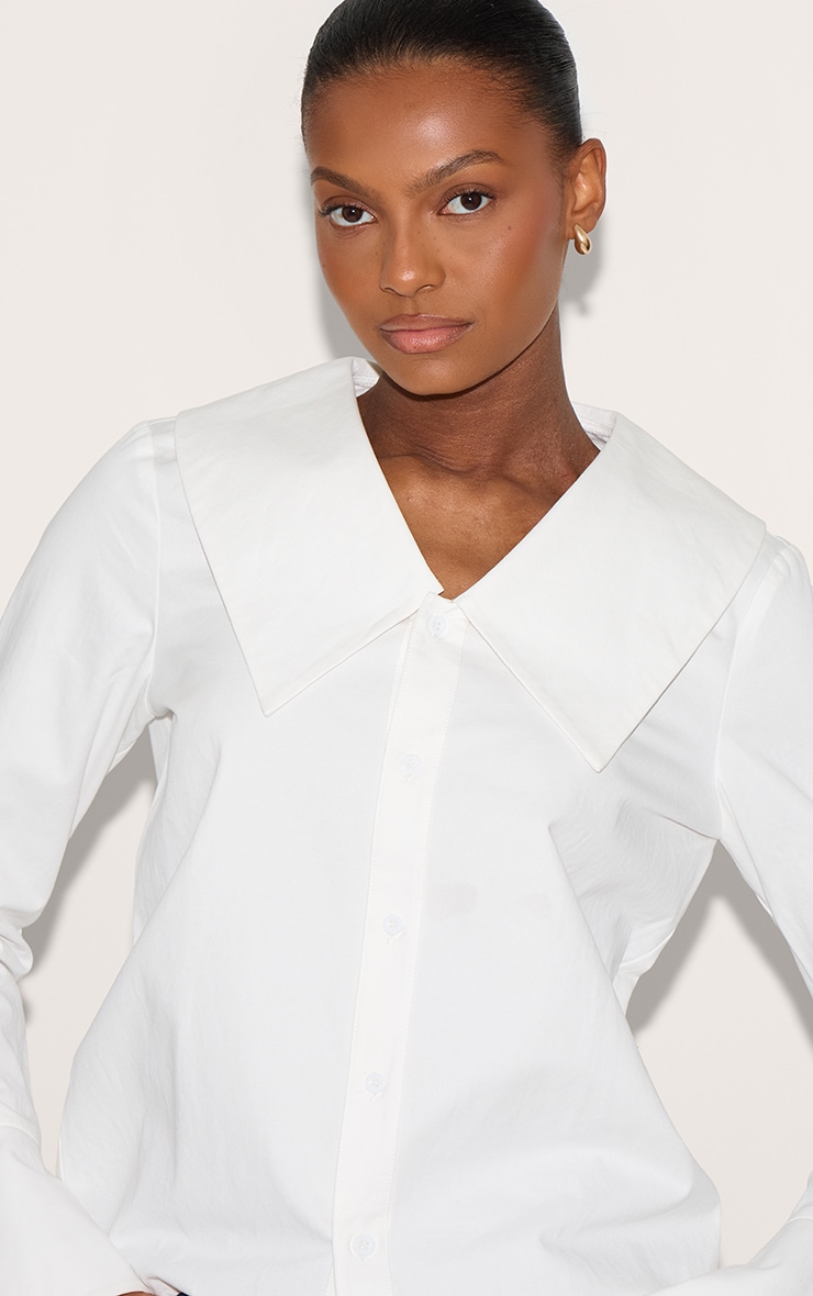 White Large Collar Shirt image 4