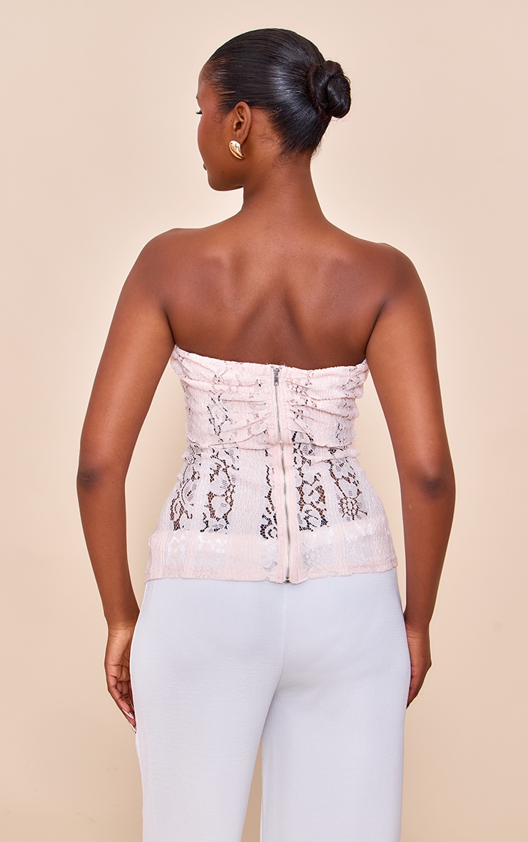 Pale Pink Fitted Lace Bandeau Longline Top image 2