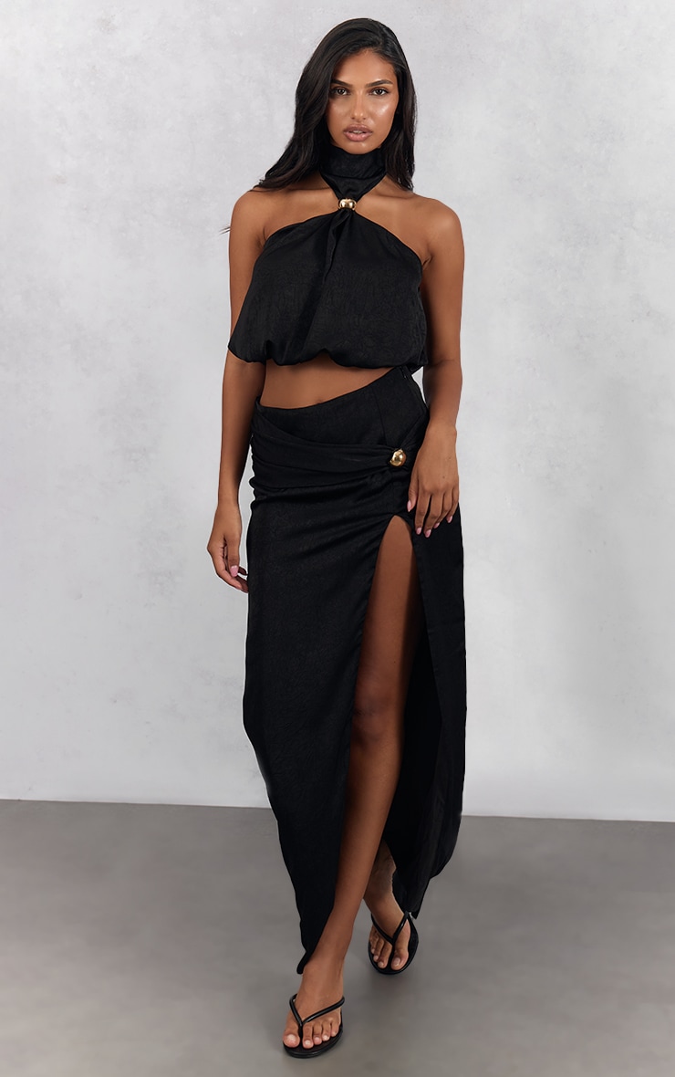 Black Hardware Detail Halter neck Top image 3