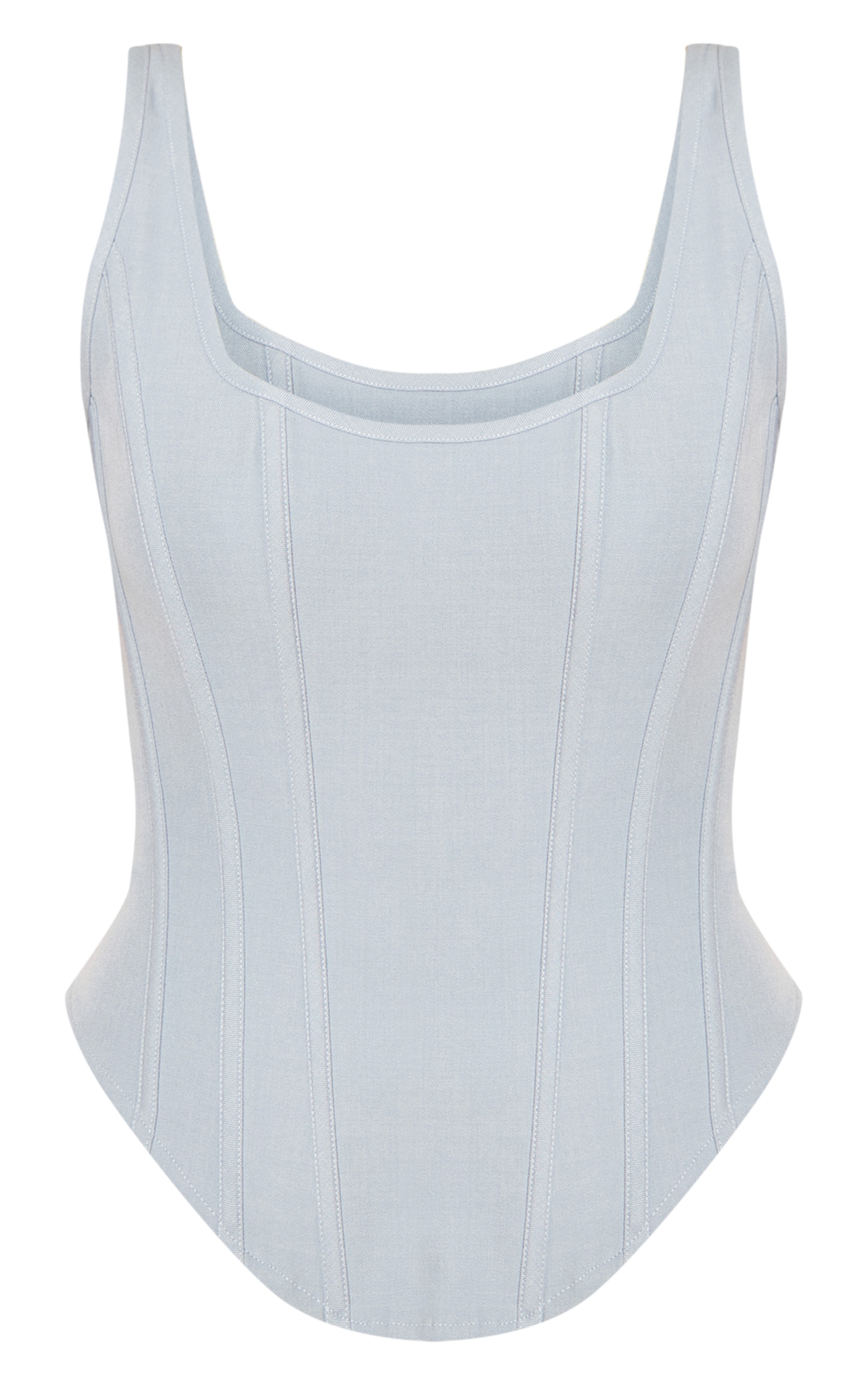 Sky Blue Boned Dip Hem Longline Corset image 5