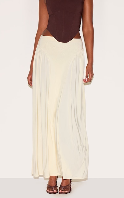 Stone Slinky Drop Waist Ruched Panel Maxi Skirt