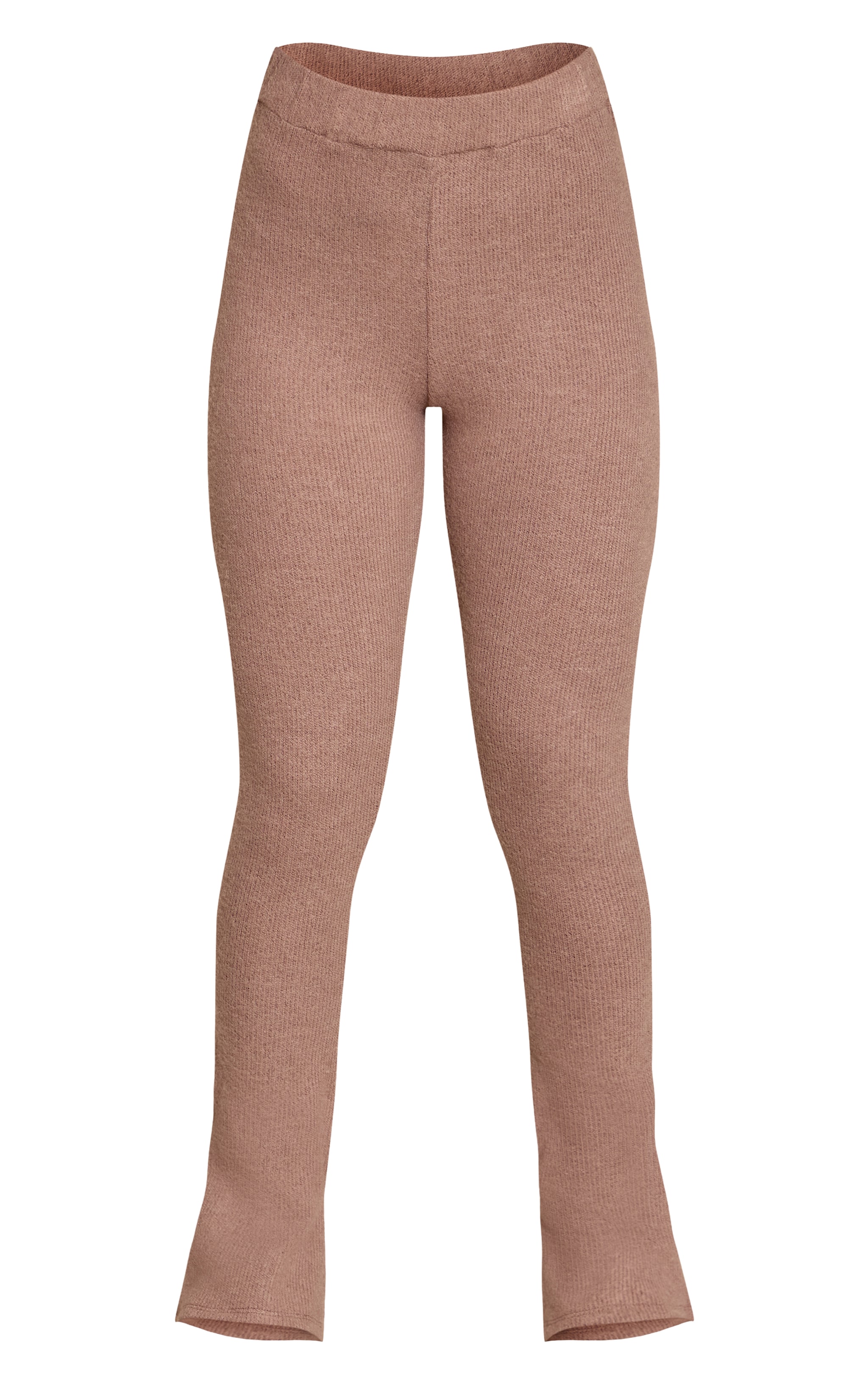 Petite Taupe Ribbed Flare Pants  image 5