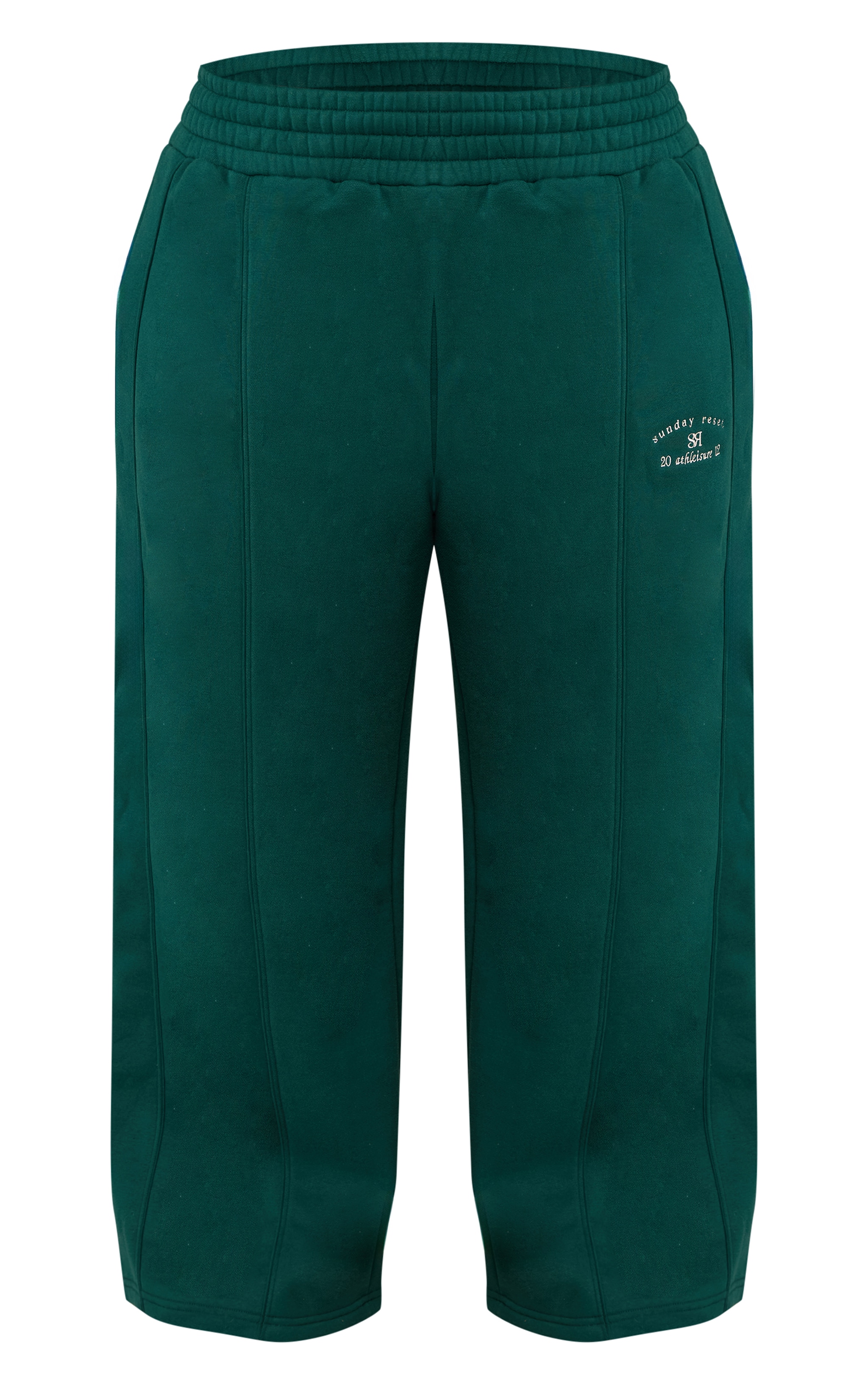Plus Forest Green Sunday Reset Embroided Wide Leg Jogger image 5