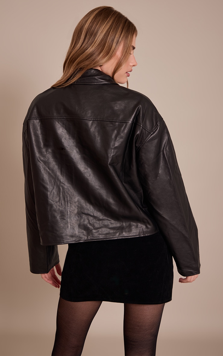 Black Zip Through Pu Jacket