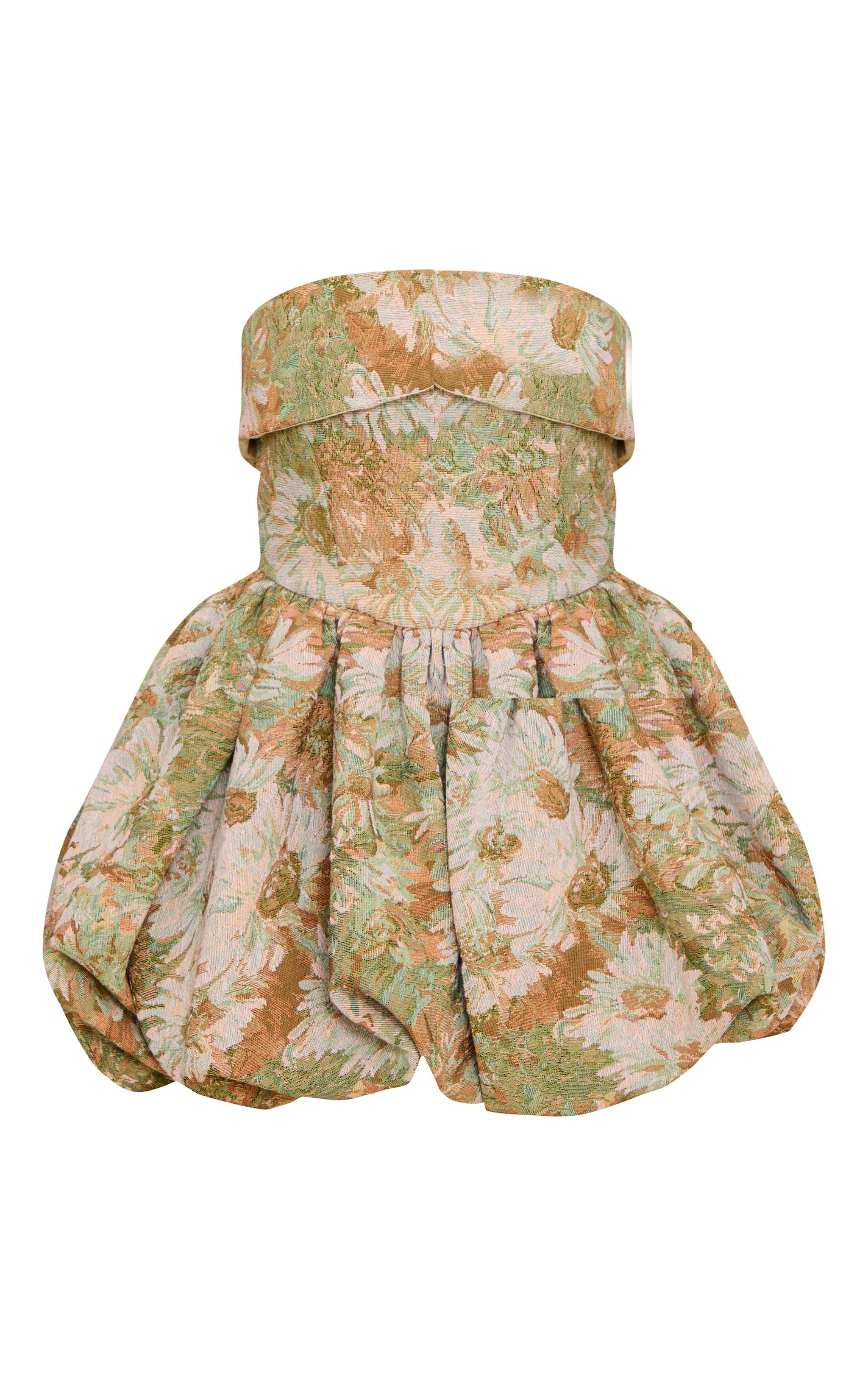 Robe bustier très bouffante sauge imprimé tapisserie fleurie image 5