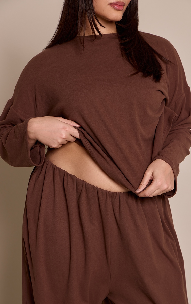 Plus Chocolate Soft Touch Oversized Long Sleeve Tshirt image 4