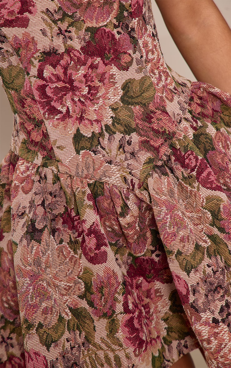 Petite Pink Tapestry Halterneck Shift Dress image 4