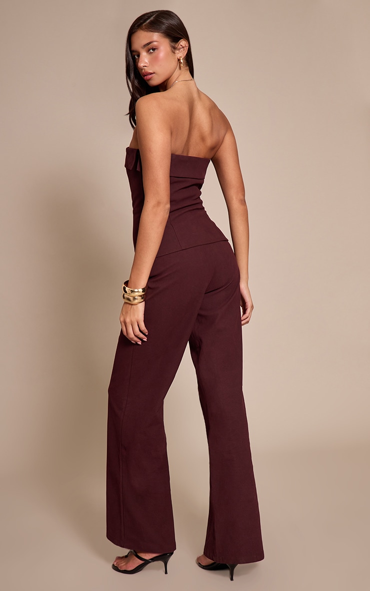 Plum Faux Suede Bandeau Foldover Jumpsuit image 2