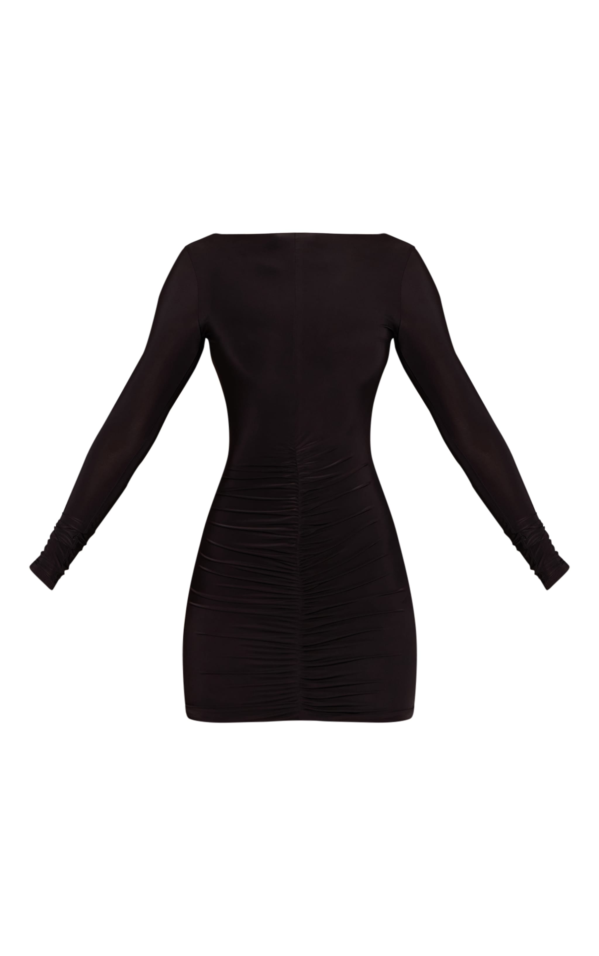 Black Slinky Ruched Low Back Mini Dress image 5