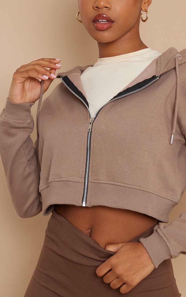 Chocolate Crop Zip Hoodie image 4