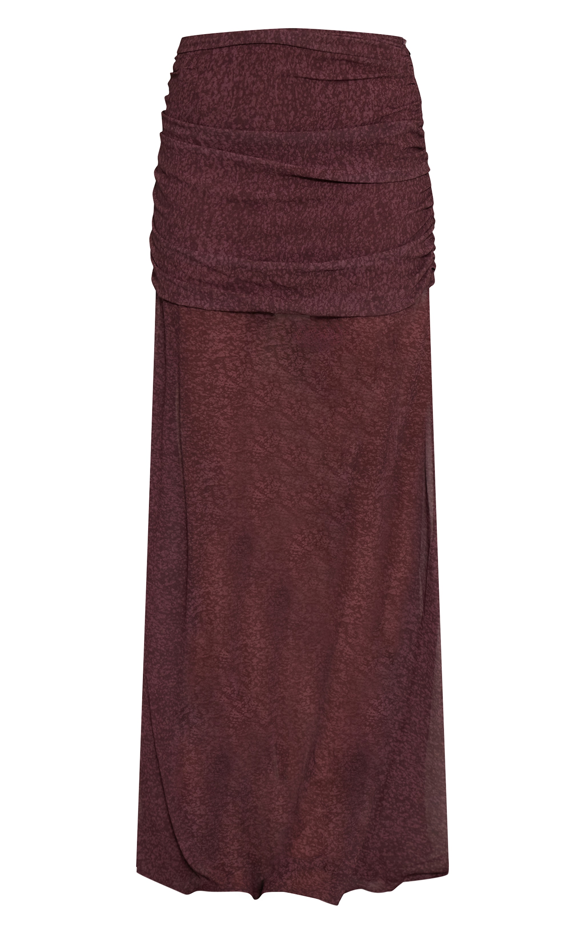 Chocolate Brown Printed Chiffon Fishtail Maxi Skirt image 5