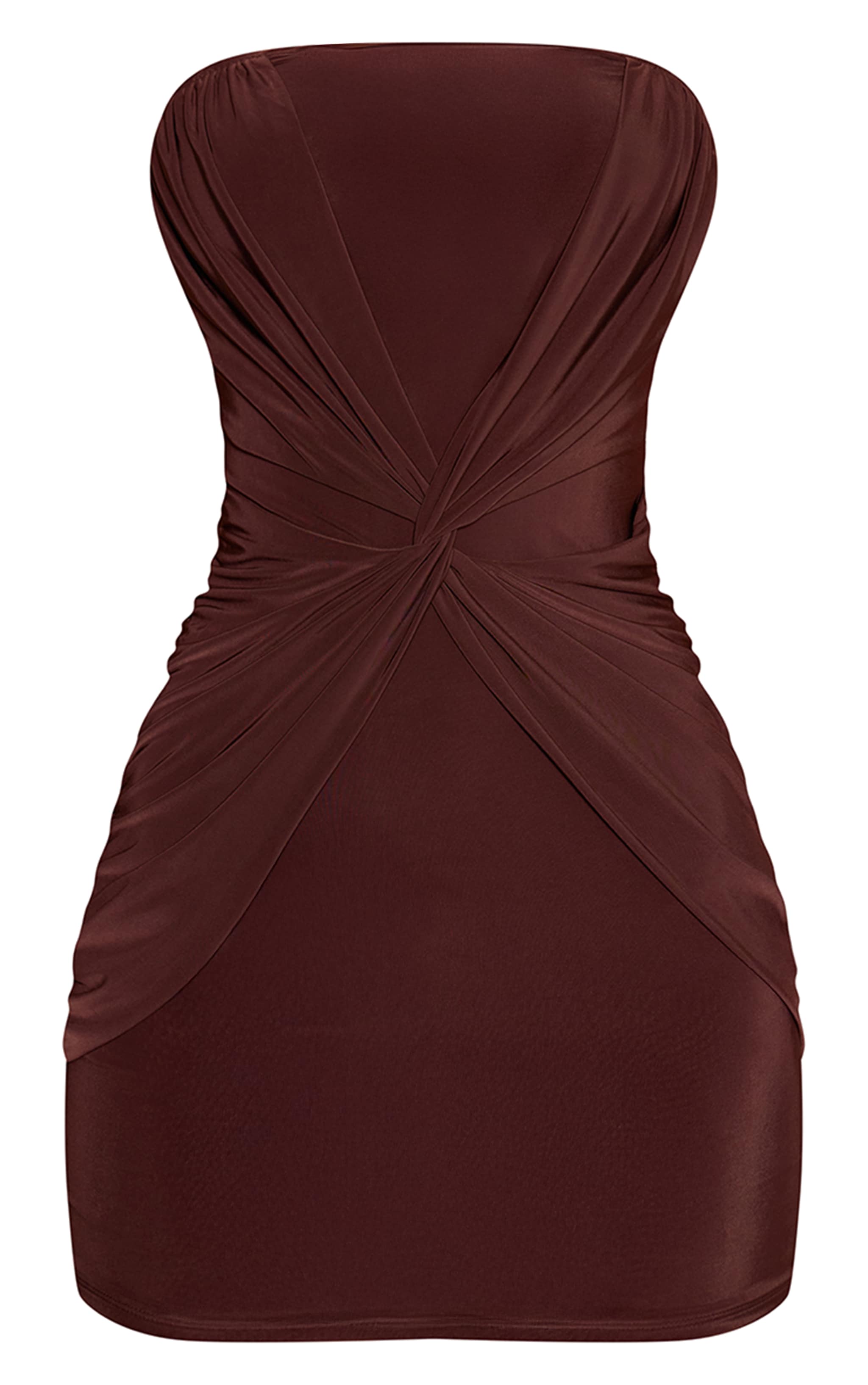 Chocolate Slinky Bandeau Mini Dress image 5