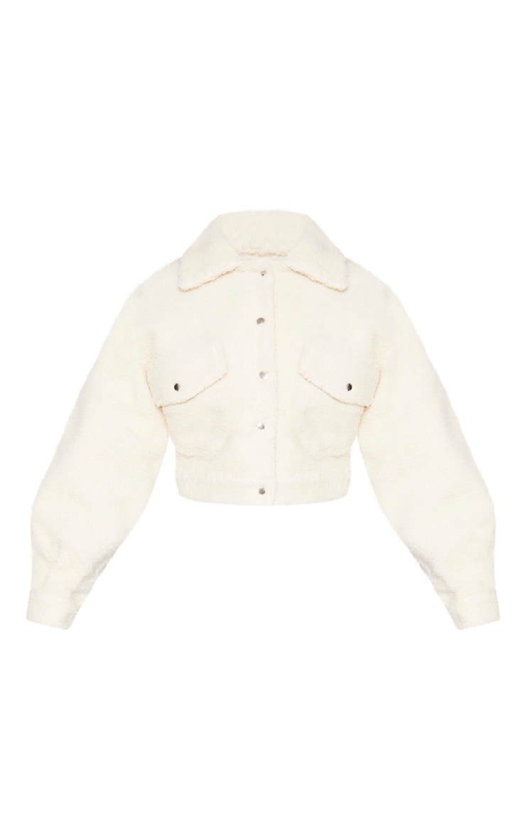 cream borg cropped trucker jacket