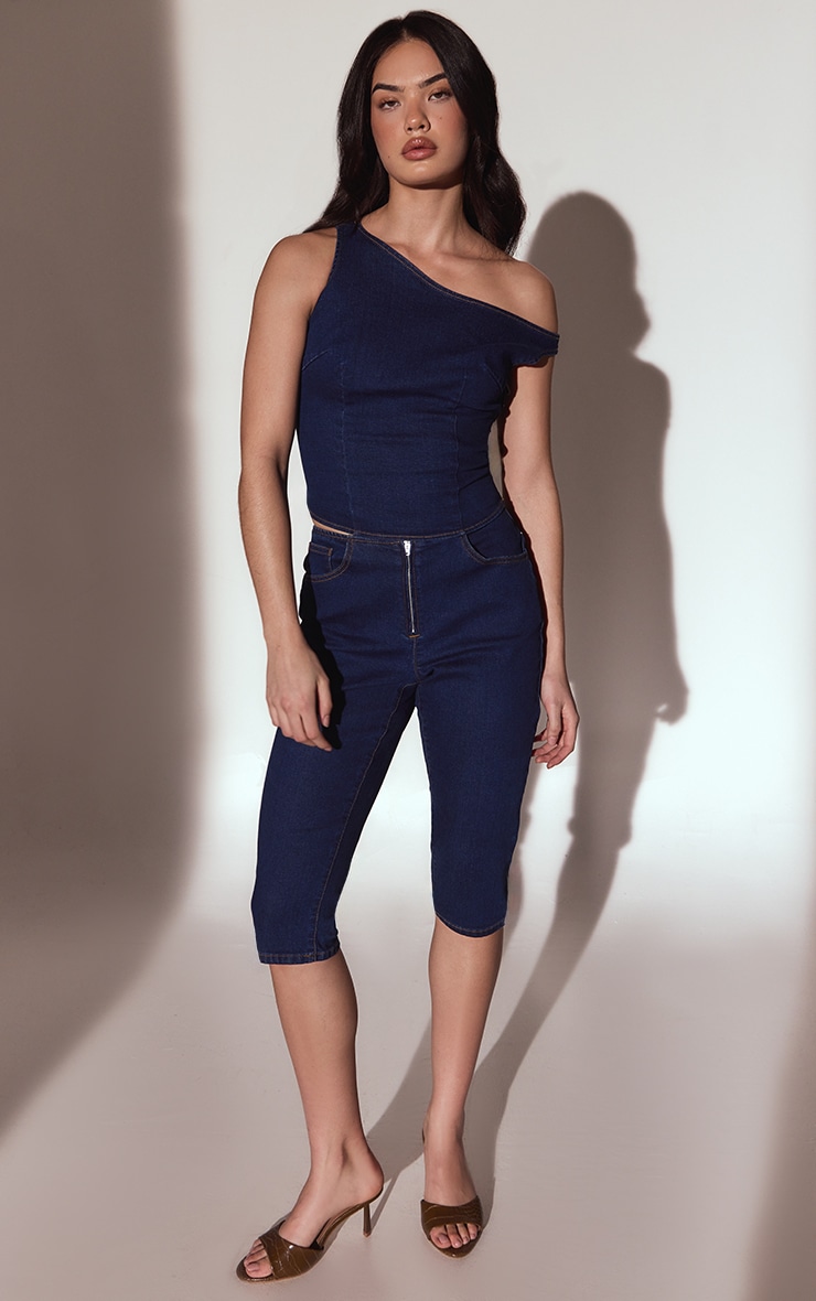 Indigo Denim Low Rise Capri image 2